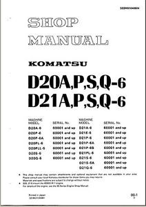 Komatsu Oman  Bulldozer D21P-6 D21P 6 Service Repair  Shop Manual