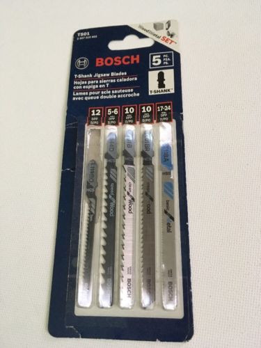Bosch T501 T-shank Jig saw Set, 5pcs (T118A + T101BR + T101B + T144D + T119BO)