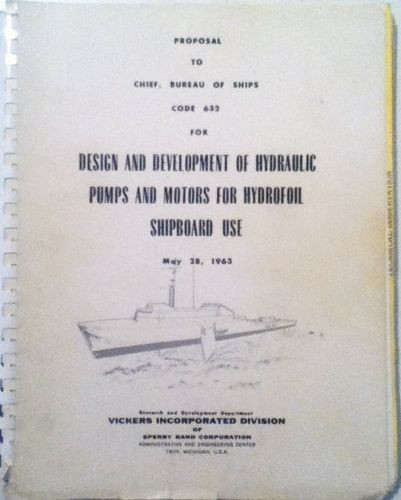 Sperry Brazil  Rand, Vickers Div 1963  Proposal Hydraulic Pumps/Motors