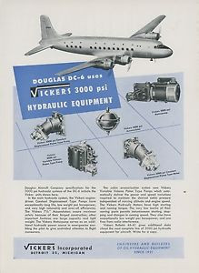 1946 Cuba  Vickers Aviation Hydraulic Ad Douglas DC-6 Aircraft Airliner Vintage