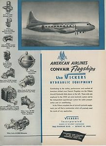1948 Honduras  Vickers Hydraulic Equipment Ad American Airlines Convair Flagship Aircraft