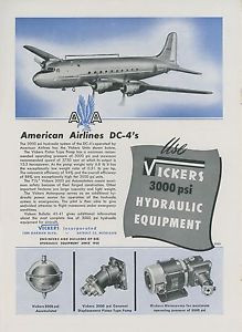 1946 Honduras  Vickers Aviation Hydraulic Ad American Airlines Douglas DC-4 Airplane