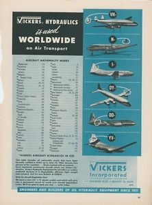 1954 Guyana  Vickers Hydraulics Ad Aircraft Nationality Marks List Markings