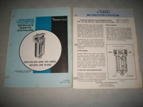 VICKERS Swaziland  HYDRAULICS OFM-100, 200,300  RETURN LINE FILTERS SERVICE PARTS CATALOG