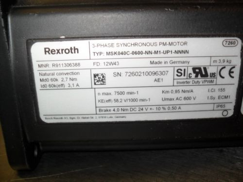Rexroth MSK04C-0600-NN-M1-UP1-NNNN -   Permanent Magnet Servo Moto -R9113063883