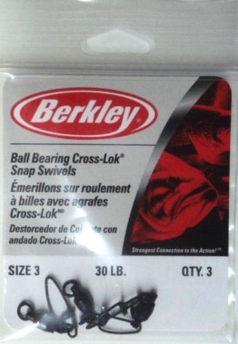 Ball   Bearing Cross-Lok Snap Swivels, Size 3, TWO Packs, 30# Extra Strong #P3XBB Original import