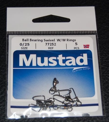 Mustad   77252-0/25 Ball Bearing Swivel Welded Rings and Cross Lock Snap 25lb Original import