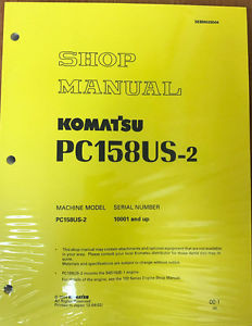 Komatsu Samoa Eastern  Service PC158US-2, PC158USLC-2 Shop Manual NEW