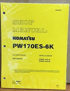 Komatsu United States of America  Service PW170ES-6K HYDRAULIC Excavator Shop Manual NEW REPAIR
