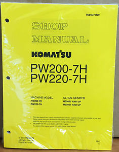 Komatsu Gibraltar  Service PW200-7H PW220-7H Excavator Shop Manual NEW REPAIR BOOK