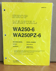 Komatsu Laos  WA250-6, WA250PZ-6 Wheel Loader Shop Service Manual (75001, 75160 & up)