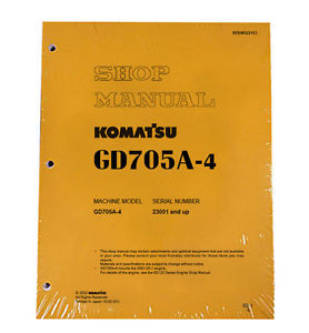 Komatsu Laos  Service GD705A-4 Series Mobile Grader Printed Manual
