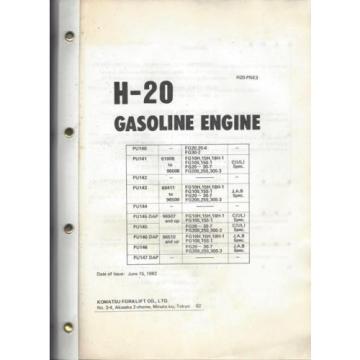 Komatsu Ecuador  H-20 Gasoline Engine Parts Book, H20-PNE3, 15 June 1982