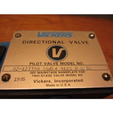 Vickers Barbados  DG4S4 012B U B 60 Hydraulic Directional Pilot Valve w/ 879141 120V Coil