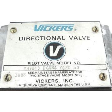 VICKERS Argentina  DG4S4-012C-50 DIRECTION VALVE DG4S4012C50 297243 W/ 281291, COIL: 616011