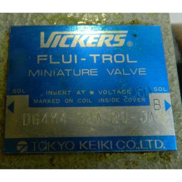 Vickers United States of America  Tokimec Flui-Trol Valve, DG4M4-32A-20-JA, Used, WARRANTY