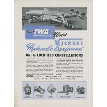 1946 Malta  Vickers Aviation Hydraulic Ad TWA Lockheed Constellation Trans World Airway