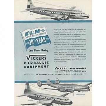 1949 Samoa Eastern  Vickers Aircraft Hydraulics Ad KLM Royal Dutch Airlines #0th Anniversary