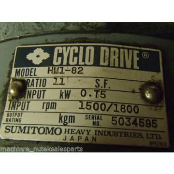 Sumitomo CYCLO Drive Gear Reducer HM1-82 Motor w/ brake Ration 11 _ HM182