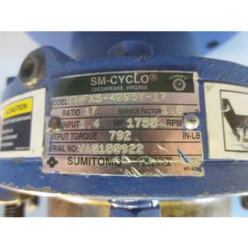 Sumitomo SM-Cyclo Gear Reducer Model CNFXS-4095Y-17 Ratio 17:1 14 HP origin