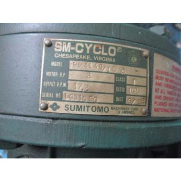 Sumitomo SM-Cyclo Motor amp; Gear TC-F/HM3145/10A 2HP 230/460V 61/30A Used
