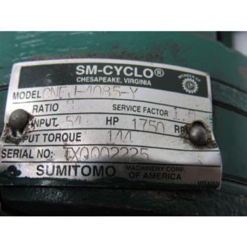 Sumitomo SM-Cyclo CNFJ-4085-Y 3/4HP Gear Motor 21:1 Ratio 208-230/460V 3Ph