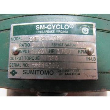 Sumitomo SM-Cyclo CNFJ-4095Y8 Inline Gear Reducer 8:1 Ratio 145 Hp