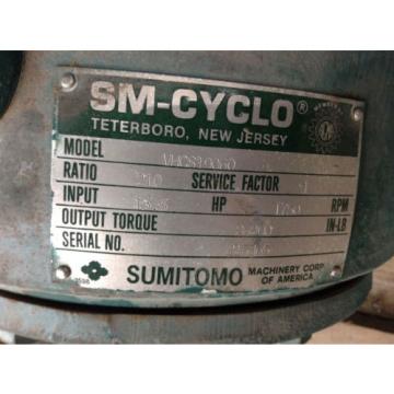 Sumitomo SM-Cyclo VHCS19060 Gear Drive/Speed Reducer 135HP 210:1 1750RPM