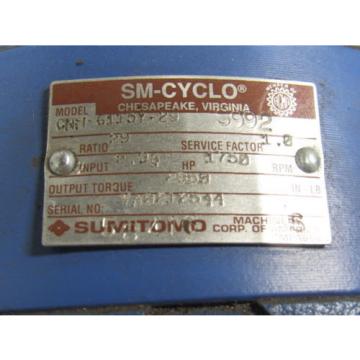 Sumitomo SM-Cyclo CNH6115Y-29 Inline Gear Reducer 29:1 Ratio 298 Hp