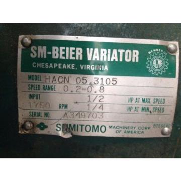 Sumitomo SM-Beier Variator HACN-05-3105 1/2HP Gear Drive/Speed Reducer 17:1