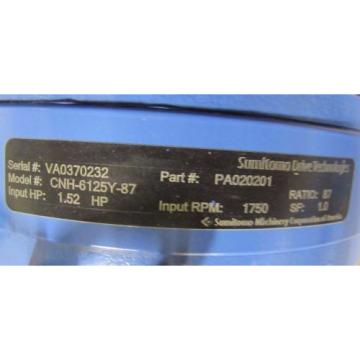 SUMITOMO PA020201 CNH-6125Y-87 87:1 RATIO WORM GEAR SPEED REDUCER GEARBOX Origin