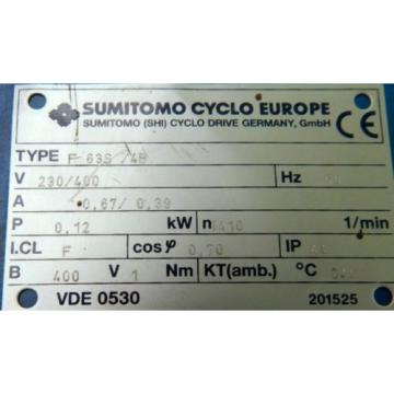 SUMITOMO Drive Getriebemotor CNFMS012-6120DAGB-731/GF63S/4 I=731 - unused -