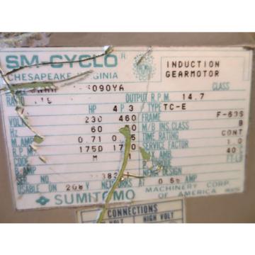 SM-CYCLO SUMITOMO CHIP CONVEYOR  GEARMOTOR MOTOR TC-E 090YA