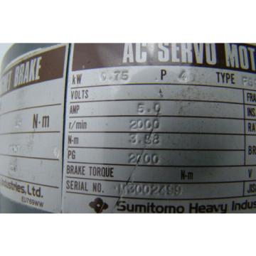 Sumitomo Heavy Industries AC Servo Motor Magnetic Brake 200VAC FS27IMTCT16