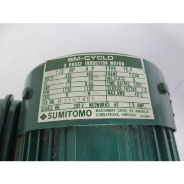 Sumitomo SM-CYCLO SNVM03-5095Y-59 Gearmotor 230/460VAC 13/065A 1/3HP 59:1