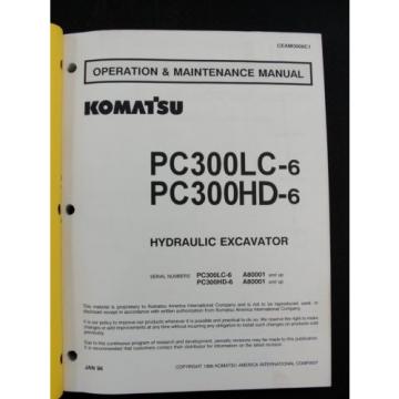 Komatsu Barbuda  excavator operators owner users manual PC300LC-6 PC300HD-6 CEAM3006C1