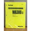 Komatsu Cuinea  WA380-3 Wheel Loader Shop Service Repair Manual (WA380H20051 &amp; up)