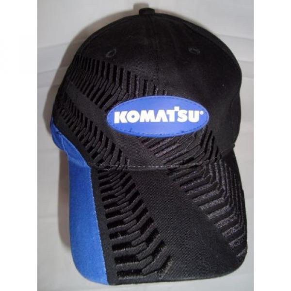 Komatsu Egypt  Black Blue Embroidered Tracks Rubber Logo Strapback Baseball Cap Hat #1 image