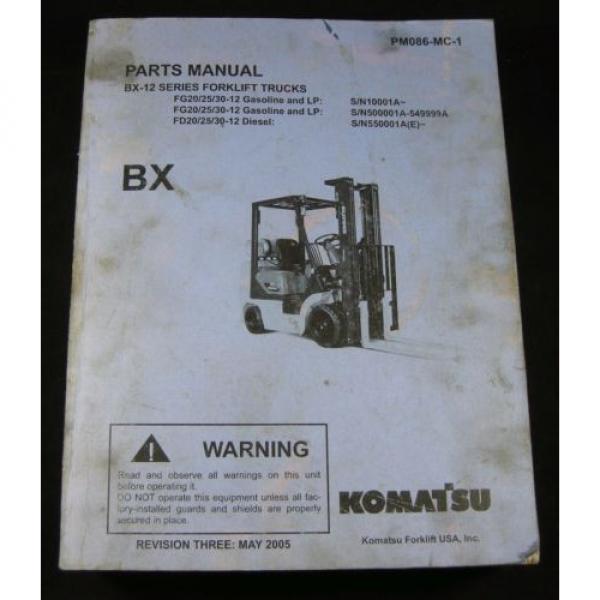 Komatsu Suriname  Forklift BX-12 Series Parts Manual Book Catalog Lift Truck BX 12 OEM #1 image
