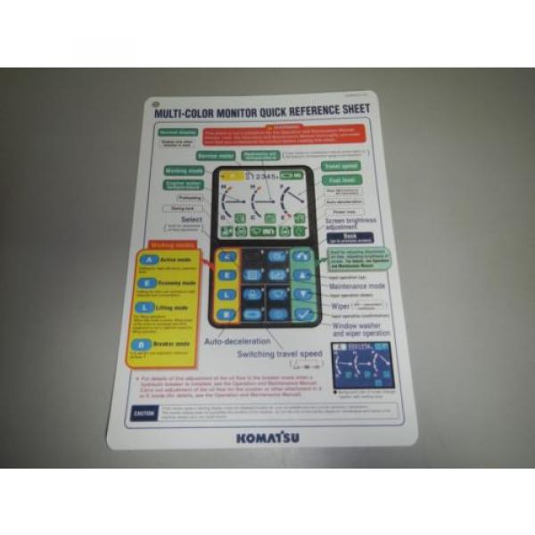 Komatsu Netheriands  Excavator Multi Color Monitor Display Quick Reference Sheet Guide #1 image