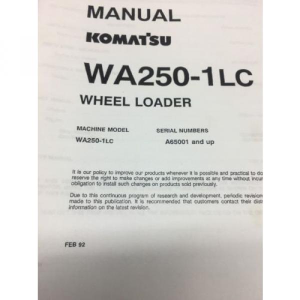 KOMATSU Mauritius  WA250-1LC Wheel Loader Shop Manual / Service Repair Maintenance #2 image