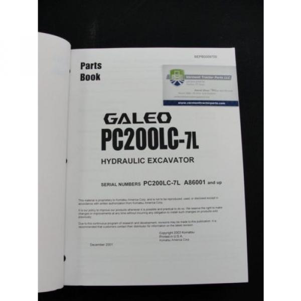 Komatsu Reunion  Galeo PC200LC-7L excavator parts book manual BEPB009700 #3 image