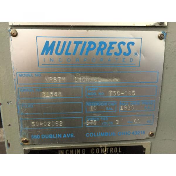 Hydraulic Press Multipress Denison WR87M 8 Ton  origin 1987 From Medical Facility #5 image