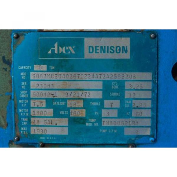 Denison 8 Ton Multipress Hydraulic C- Frame Press Stock #7360 #11 image