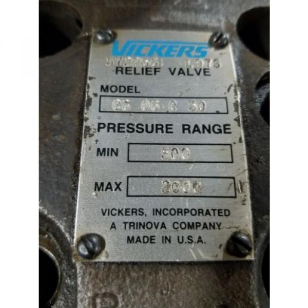 Vickers Uruguay  Relief Valve CG-06-C-50 B945 500-2000 PSI Range #2 image