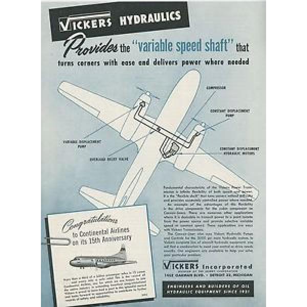 1949 Swaziland  Vickers Aircraft Hydraulics Ad Continental Airlines 15th Anniversary #1 image