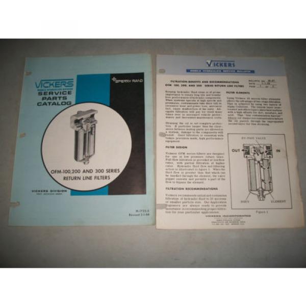 VICKERS Swaziland  HYDRAULICS OFM-100, 200,300  RETURN LINE FILTERS SERVICE PARTS CATALOG #1 image