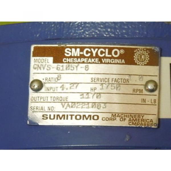 SUMITOMO SI-CYCLO GEAR BOX, CNVS-6105Y-8, 8:1 RATIO, Origin #4 image