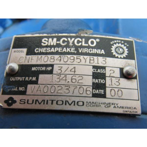 Sumitomo SM-Cyclo CNFM084095YB13 3/4HP Gear Motor 13:1 Ratio 208-230/460V 3Ph #8 image