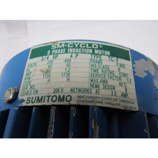 Sumitomo SM-Cyclo CNFM084095YB13 3/4HP Gear Motor 13:1 Ratio 208-230/460V 3Ph #9 image